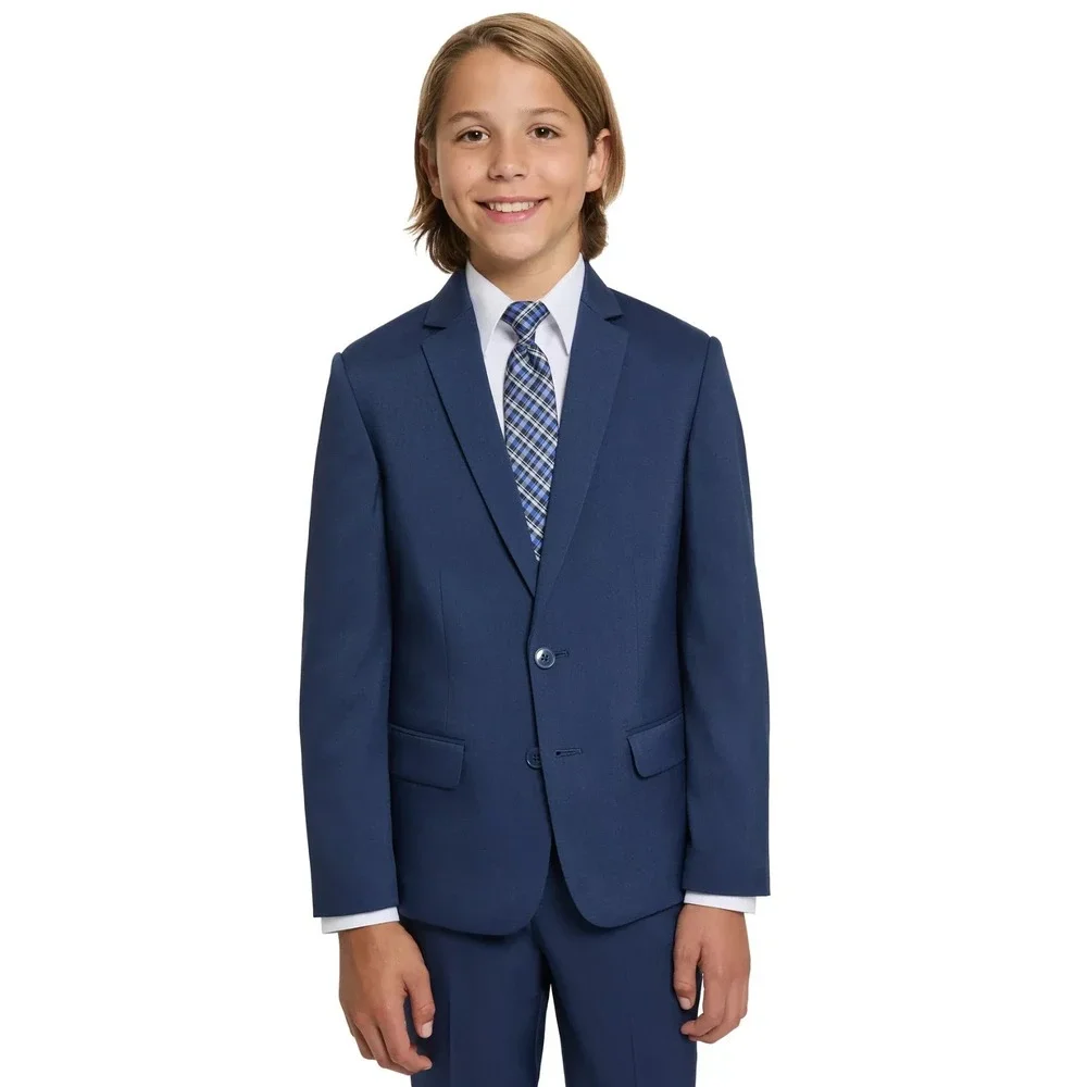 Haggar Big Boys 4 Piece Suit Set Pants Jacket -‎ Navy / White Size 12